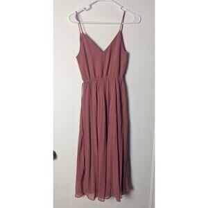 ASOS Dress Womens 0 Pink Midi Pleated Wedding Guest HOCO Romantic Feminine Flowy